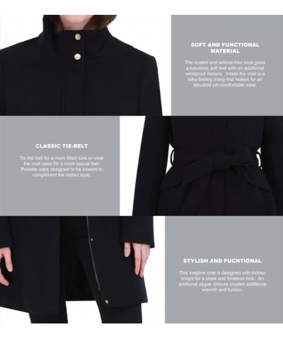 Women's Belted Faux Wool Jacket Black $55.20 Coats