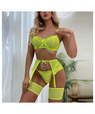 Lingerie for Women Sexy Naughty Teddy Babydoll Bowknot Garter See Through Bodysuit Plus Size Lace Strappy Sleepwear. Green $9...