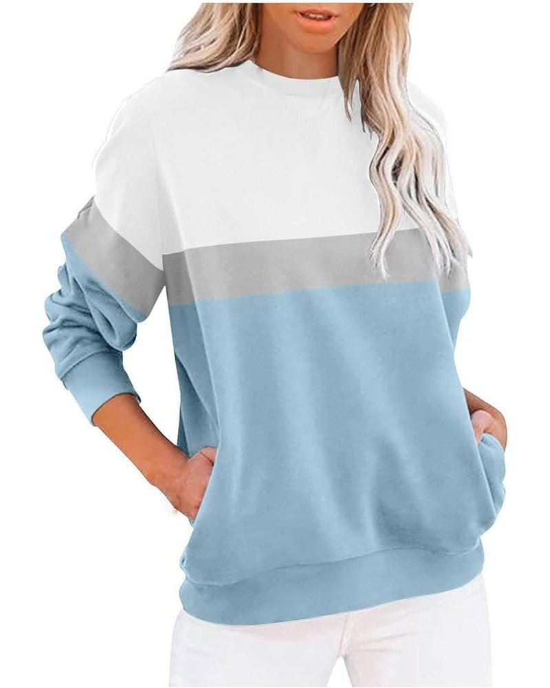 Womens Crewneck Sweatshirts Fall Oversized Lightweight Casual Pullover Sweaters Drop Shoulder Cute Hoodies Teen Girls Blue $5...