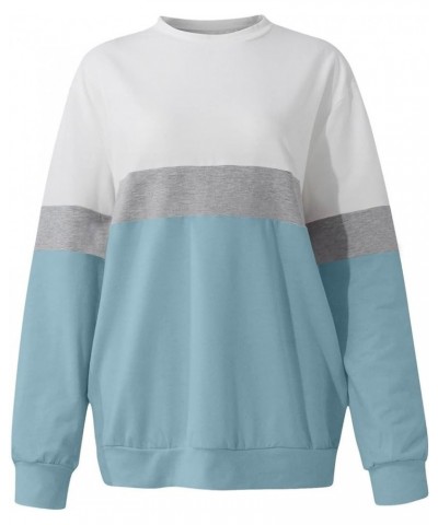 Womens Crewneck Sweatshirts Fall Oversized Lightweight Casual Pullover Sweaters Drop Shoulder Cute Hoodies Teen Girls Blue $5...