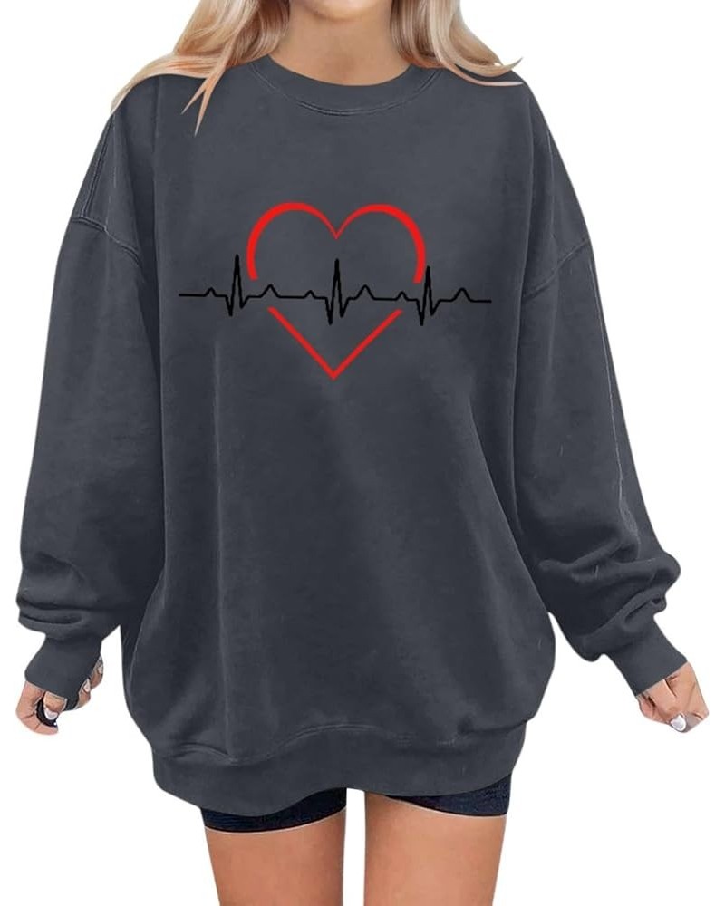 2024 Spring Plus Size Valentines Day Pullover for Women,Ladies Trendy Long Sleeve Top Crew Neck Sweatshirt with Cute Graphic ...