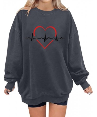 2024 Spring Plus Size Valentines Day Pullover for Women,Ladies Trendy Long Sleeve Top Crew Neck Sweatshirt with Cute Graphic ...