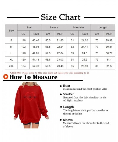 2024 Spring Plus Size Valentines Day Pullover for Women,Ladies Trendy Long Sleeve Top Crew Neck Sweatshirt with Cute Graphic ...