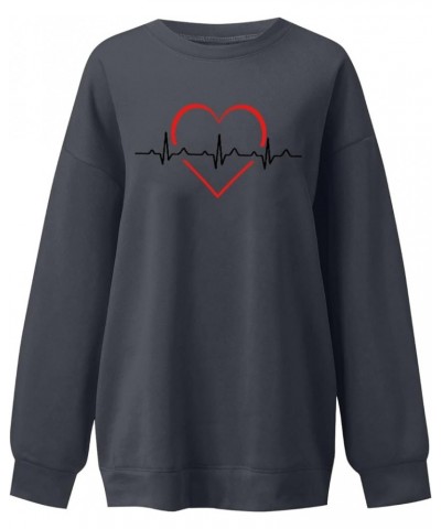 2024 Spring Plus Size Valentines Day Pullover for Women,Ladies Trendy Long Sleeve Top Crew Neck Sweatshirt with Cute Graphic ...