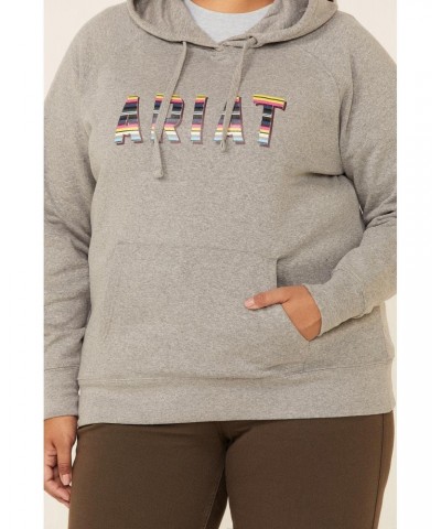 Women's Heather Grey R.E.A.L Serape Logo Hooded Sweatshirt Plus Heather Grey 3X $17.09 Hoodies & Sweatshirts