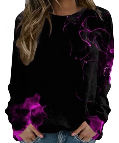 Long Sleeve Shirts for Women Crewneck Sweatshirts Blouses Fashion Tie-Dye Graphic Tees Casual Plus Size Y2k Tops A Purple $9....