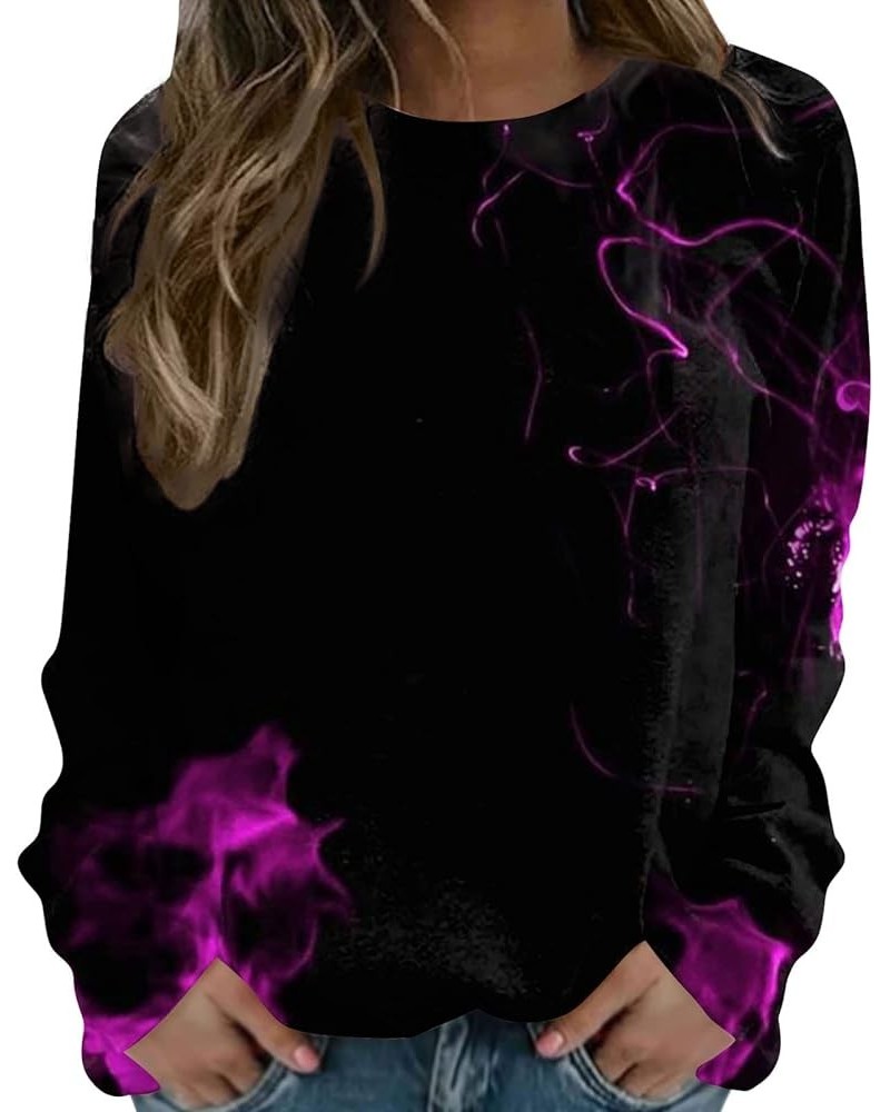 Long Sleeve Shirts for Women Crewneck Sweatshirts Blouses Fashion Tie-Dye Graphic Tees Casual Plus Size Y2k Tops A Purple $9....