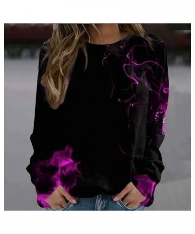 Long Sleeve Shirts for Women Crewneck Sweatshirts Blouses Fashion Tie-Dye Graphic Tees Casual Plus Size Y2k Tops A Purple $9....