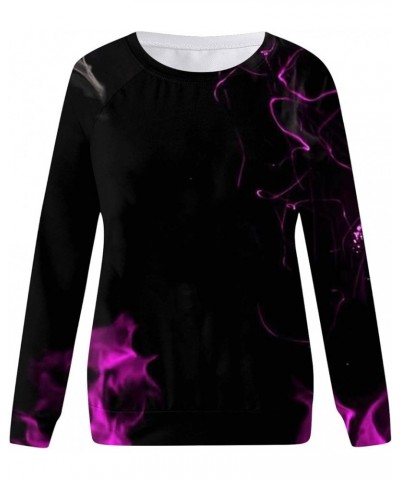 Long Sleeve Shirts for Women Crewneck Sweatshirts Blouses Fashion Tie-Dye Graphic Tees Casual Plus Size Y2k Tops A Purple $9....