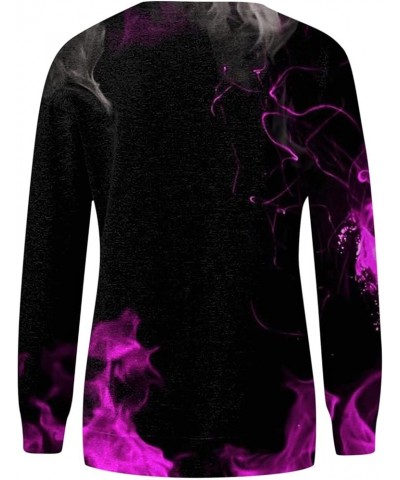 Long Sleeve Shirts for Women Crewneck Sweatshirts Blouses Fashion Tie-Dye Graphic Tees Casual Plus Size Y2k Tops A Purple $9....