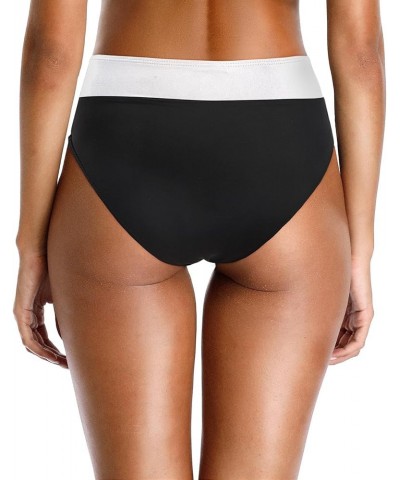 Women High Waisted Bikini Bottoms Full Coverage Swim Bottom Tummy Control Swimsuit Bottom Black White $14.39 Swimsuits