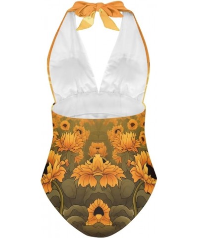 Women's One Piece Swimsuit Tummy Control Bathing Suit Halter Swimwear Highland Cow $15.80 Swimsuits