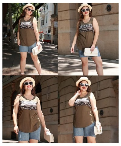 Plus Size Sleeveless Shirt for Women Summer Round Neck Tank Shirts Going Out Basic Causal Trendy Tanks Tunic A1- Camo $15.38 ...