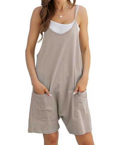 Short Jumpsuits for Women Casual Spaghetti Strap Sleeveless Loose Fit Wide Leg Summer Shorts Romper Grey $11.49 Overalls