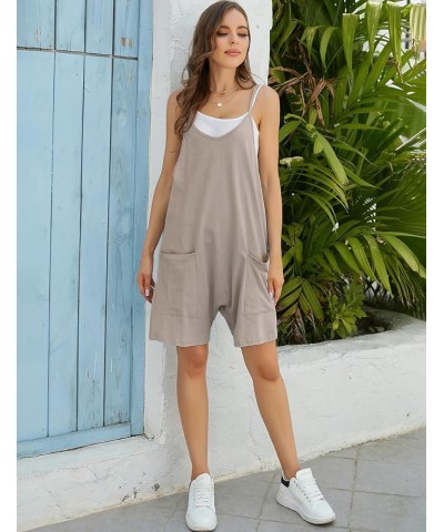 Short Jumpsuits for Women Casual Spaghetti Strap Sleeveless Loose Fit Wide Leg Summer Shorts Romper Grey $11.49 Overalls