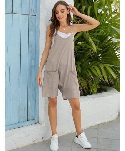 Short Jumpsuits for Women Casual Spaghetti Strap Sleeveless Loose Fit Wide Leg Summer Shorts Romper Grey $11.49 Overalls