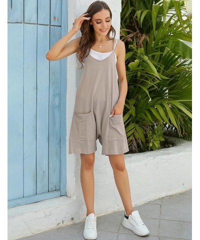 Short Jumpsuits for Women Casual Spaghetti Strap Sleeveless Loose Fit Wide Leg Summer Shorts Romper Grey $11.49 Overalls