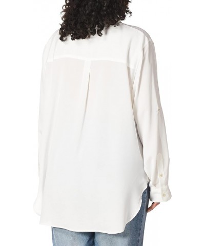 Women's Roll Sleeve Tunic Blouse (Regular and Plus Sizes) Soft White $24.95 Blouses