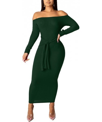 Womens Off Shoulder Plus Size Work Business Sweater Dresses Long Sleeves Bodycon Cardigans Outfits 388green $16.72 Sweaters