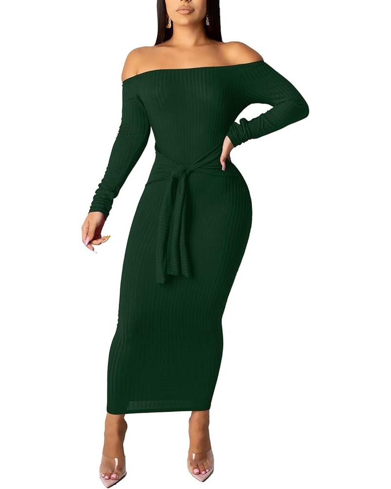 Womens Off Shoulder Plus Size Work Business Sweater Dresses Long Sleeves Bodycon Cardigans Outfits 388green $16.72 Sweaters