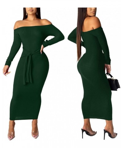 Womens Off Shoulder Plus Size Work Business Sweater Dresses Long Sleeves Bodycon Cardigans Outfits 388green $16.72 Sweaters