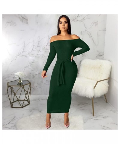 Womens Off Shoulder Plus Size Work Business Sweater Dresses Long Sleeves Bodycon Cardigans Outfits 388green $16.72 Sweaters