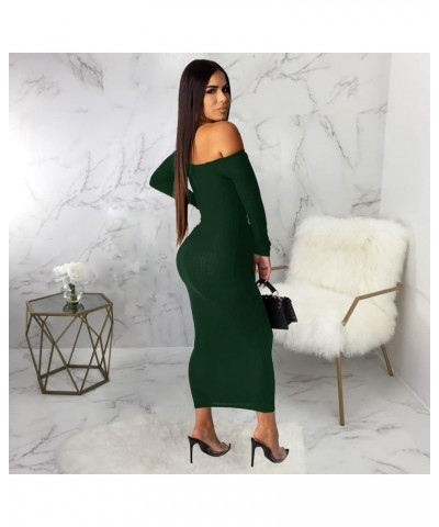 Womens Off Shoulder Plus Size Work Business Sweater Dresses Long Sleeves Bodycon Cardigans Outfits 388green $16.72 Sweaters