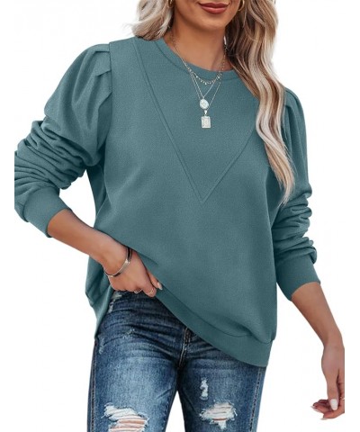 Sweatshirts for Women Crew Neck Long Sleeve Basic Casual Tunic Tops for Leggings C-blue $10.63 Tops