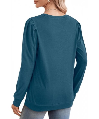 Sweatshirts for Women Crew Neck Long Sleeve Basic Casual Tunic Tops for Leggings C-blue $10.63 Tops