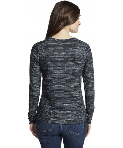 Women's Cool Lace Up Henley Top Anthracite Penta Brushes Fusion $14.12 T-Shirts