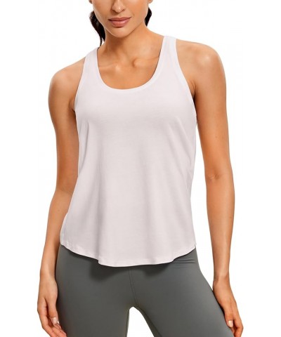 Womens Pima Cotton Racerback Workout Tank Tops Lightweight Loose Sleeveless Tops Athletic Gym Shirts White Apricot $12.47 Act...