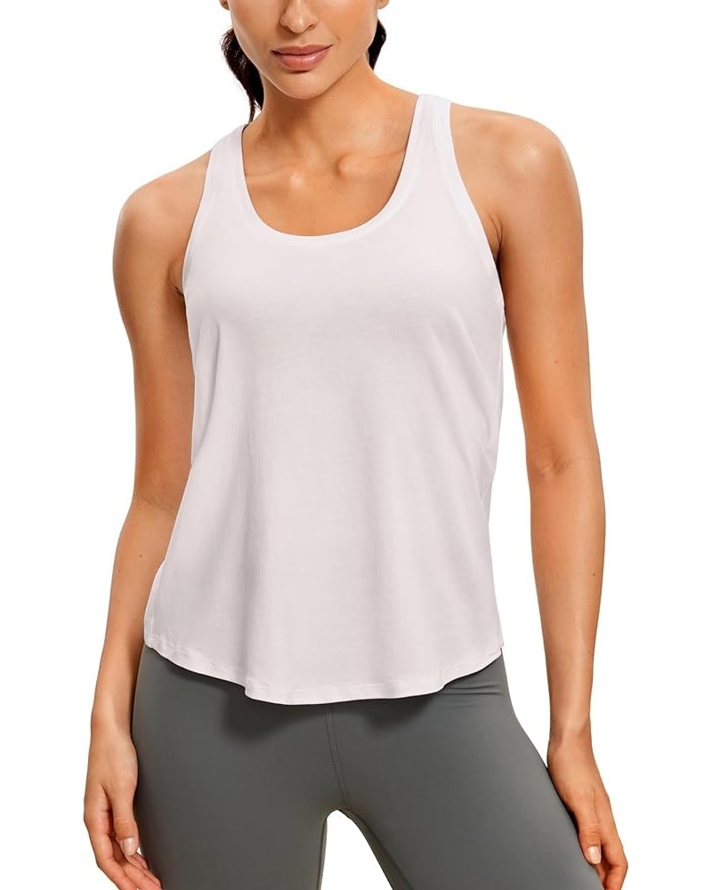 Womens Pima Cotton Racerback Workout Tank Tops Lightweight Loose Sleeveless Tops Athletic Gym Shirts White Apricot $12.47 Act...