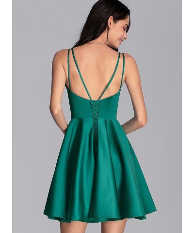 Spaghetti Straps Homecoming Dresses for Teens 2023 V Neck Pleats Prom Dress Short with Pockets NB227 Turquoise $28.04 Dresses