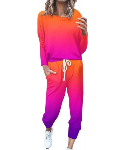 Women's Sweat Suits 2 Piece Set, Lounge Tracksuits Round Neck Long Sleeve Pullover Tops Jogger Pants Soft Outfits Orange-2 $6...