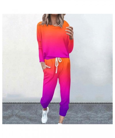 Women's Sweat Suits 2 Piece Set, Lounge Tracksuits Round Neck Long Sleeve Pullover Tops Jogger Pants Soft Outfits Orange-2 $6...