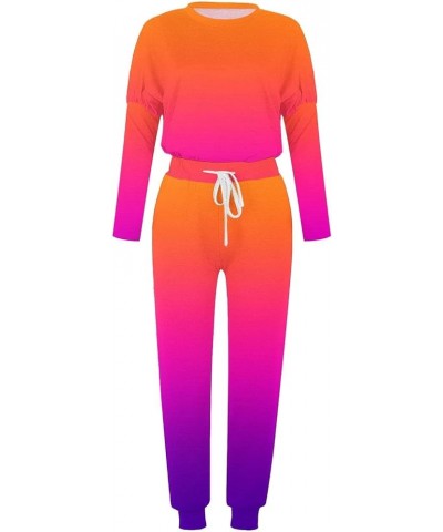 Women's Sweat Suits 2 Piece Set, Lounge Tracksuits Round Neck Long Sleeve Pullover Tops Jogger Pants Soft Outfits Orange-2 $6...