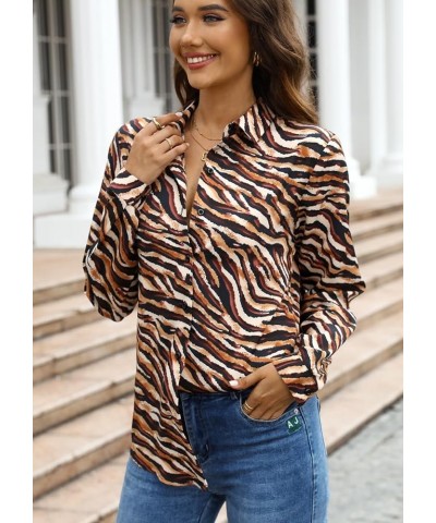 Women's Button Down Shirt Dressy Casual Long Sleeve Tops Work Office Wrinkle-Free Blouse… C04 Leopard Print $15.84 Blouses