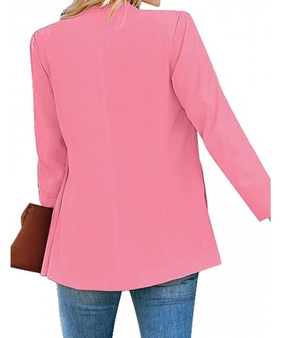 Women's Open Front Pockets Blazer Long Sleeve Work Office Cardigan Jacket Sachet Pink $30.20 Blazers