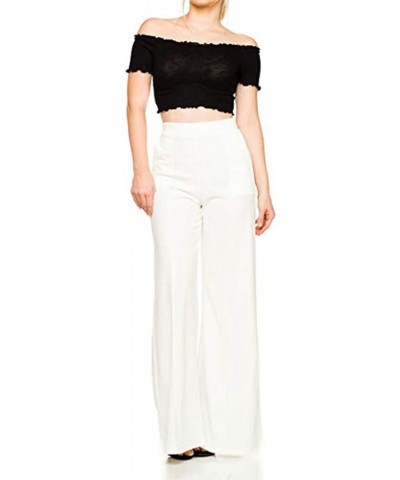 Women's Work Business Casual Dress Pants Long High Waist Straight Leg Wide Loose Palazzo Solid Color Flowing White $3.11 Pants