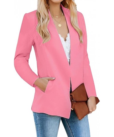 Women's Open Front Pockets Blazer Long Sleeve Work Office Cardigan Jacket Sachet Pink $30.20 Blazers