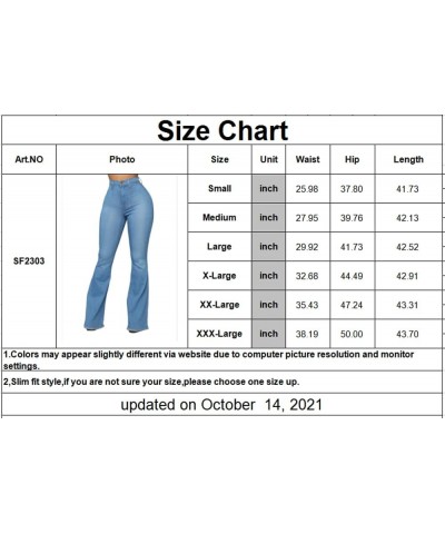 Bell Bottom Jeans for Women Elastic Skinny Ripped Hole Classic Denim Pants 2303 Light Blue $13.34 Jeans