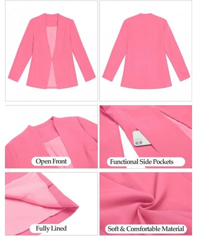 Women's Open Front Pockets Blazer Long Sleeve Work Office Cardigan Jacket Sachet Pink $30.20 Blazers