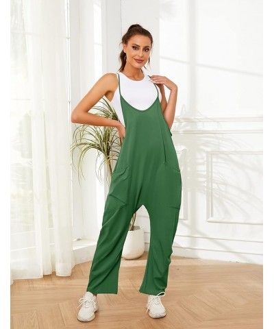 Womens Casual Loose V Neck Jumpsuits Spaghetti Strap Harem Long Pants Overalls Romper with Pockets Army Green $10.25 Overalls