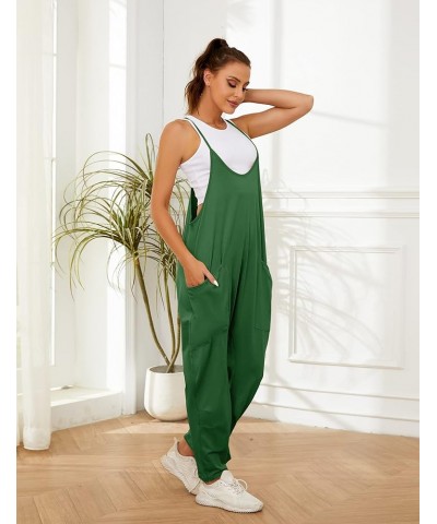 Womens Casual Loose V Neck Jumpsuits Spaghetti Strap Harem Long Pants Overalls Romper with Pockets Army Green $10.25 Overalls