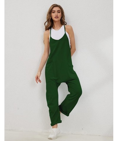 Womens Casual Loose V Neck Jumpsuits Spaghetti Strap Harem Long Pants Overalls Romper with Pockets Army Green $10.25 Overalls