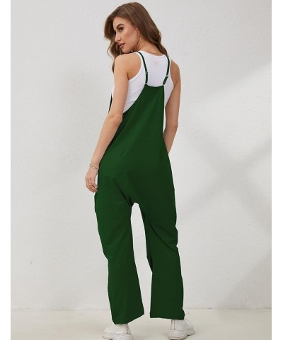 Womens Casual Loose V Neck Jumpsuits Spaghetti Strap Harem Long Pants Overalls Romper with Pockets Army Green $10.25 Overalls