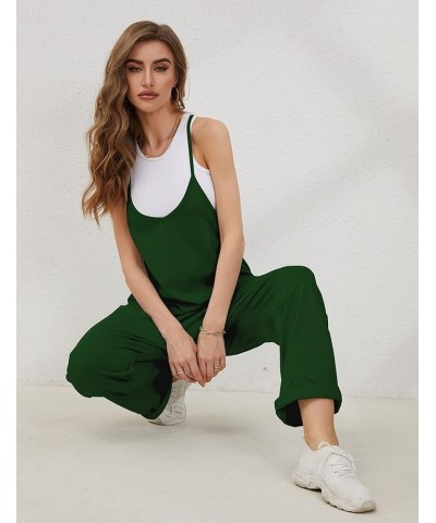 Womens Casual Loose V Neck Jumpsuits Spaghetti Strap Harem Long Pants Overalls Romper with Pockets Army Green $10.25 Overalls