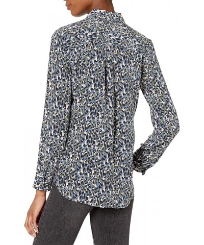 Women's Slim Signature Blouse Coront Bleu Mlt $58.45 Blouses