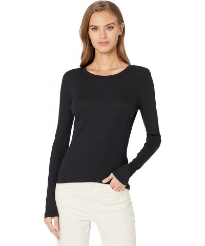 Fine Ribbed Crewneck Long-Sleeve Tee True Black $27.00 Tops