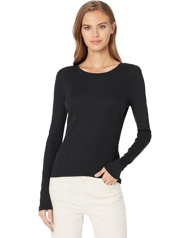 Fine Ribbed Crewneck Long-Sleeve Tee True Black $27.00 Tops